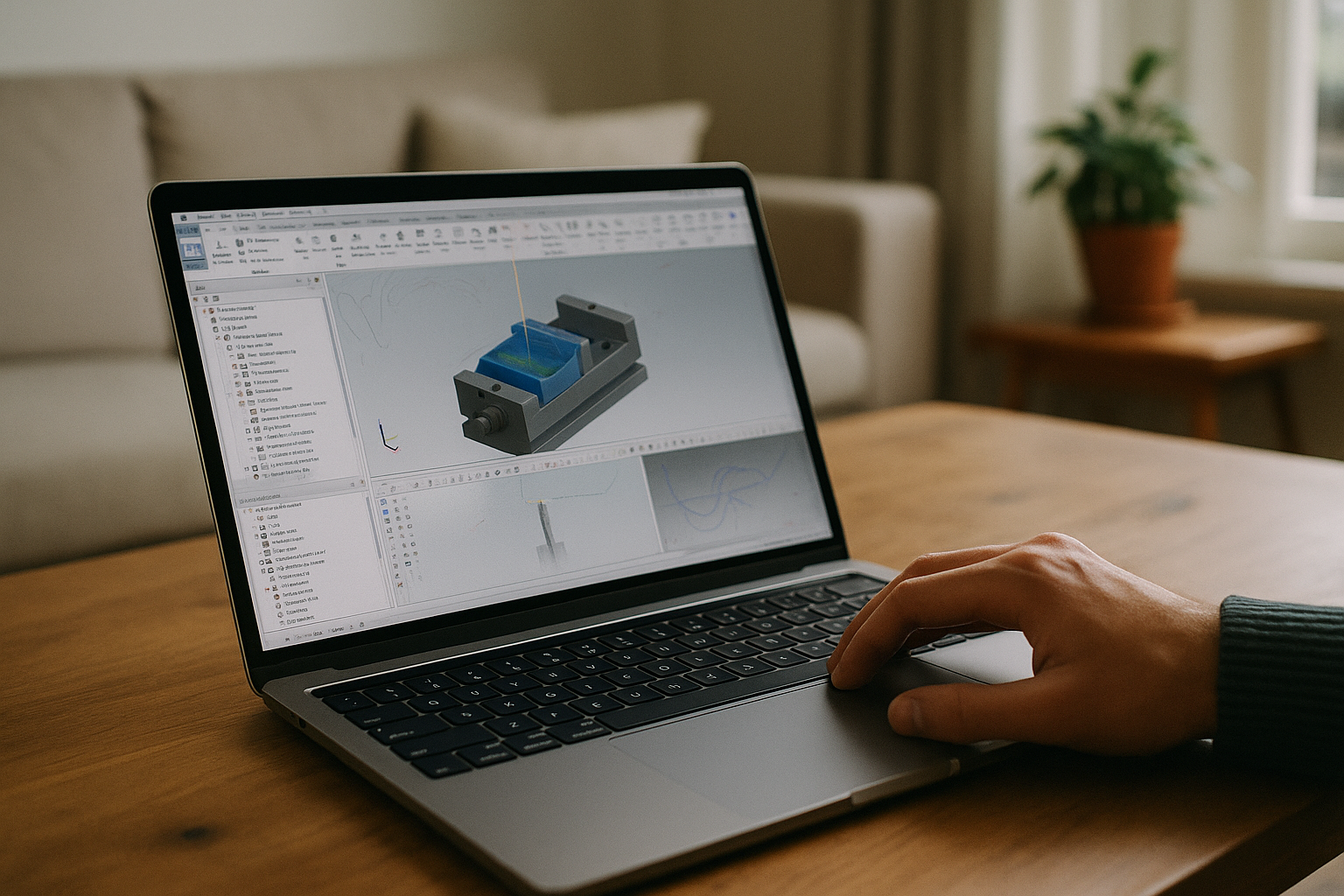 User accessing Mastercam for Mac on MacBook through cloud PC