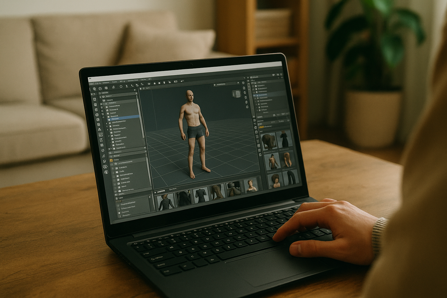 User running DAZ3D Linux software on a laptop using cloud PC service