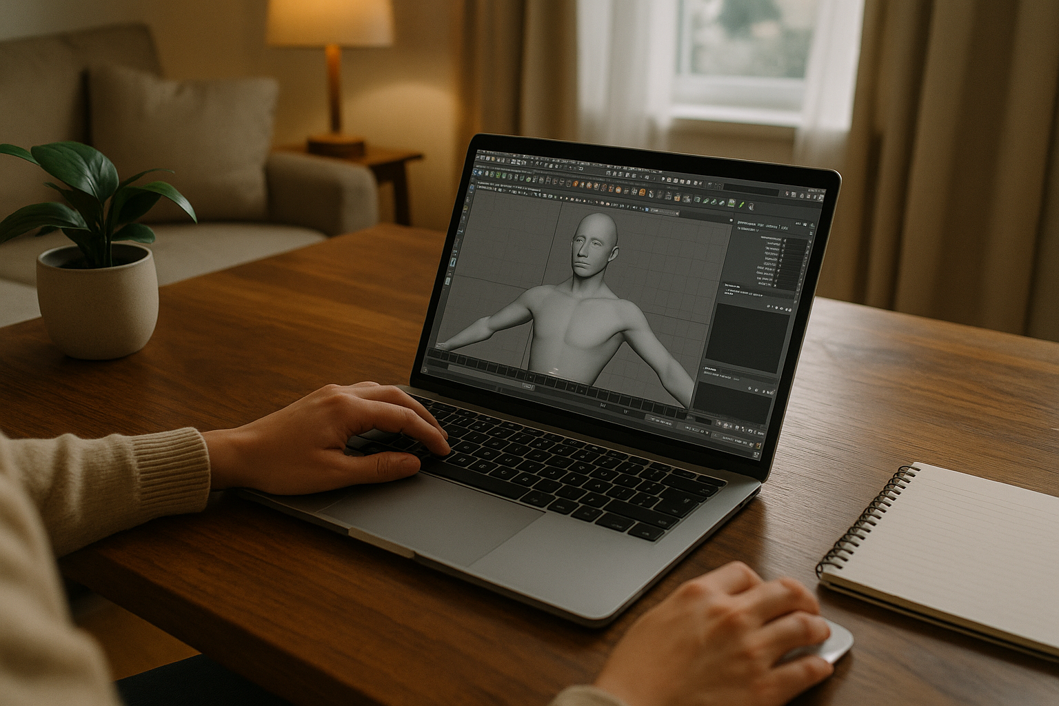 3D designer running Maya Autodesk for Mac through cloud PC on MacBook