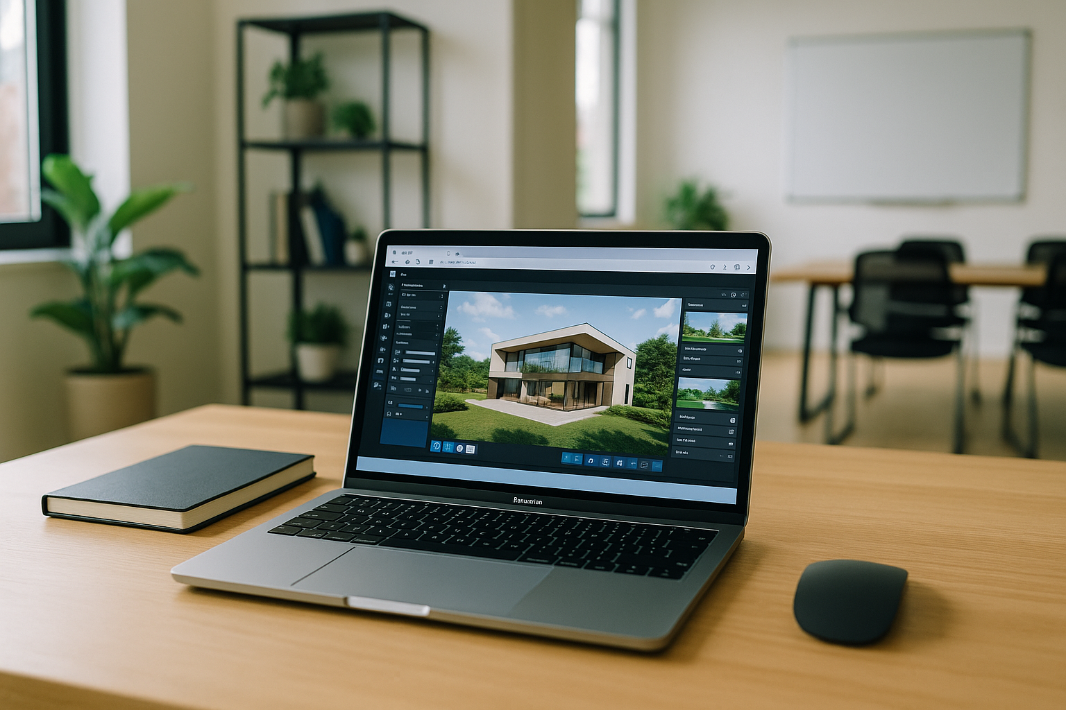 Architect using Lumion for Mac via cloud PC in a MacBook browser workspace