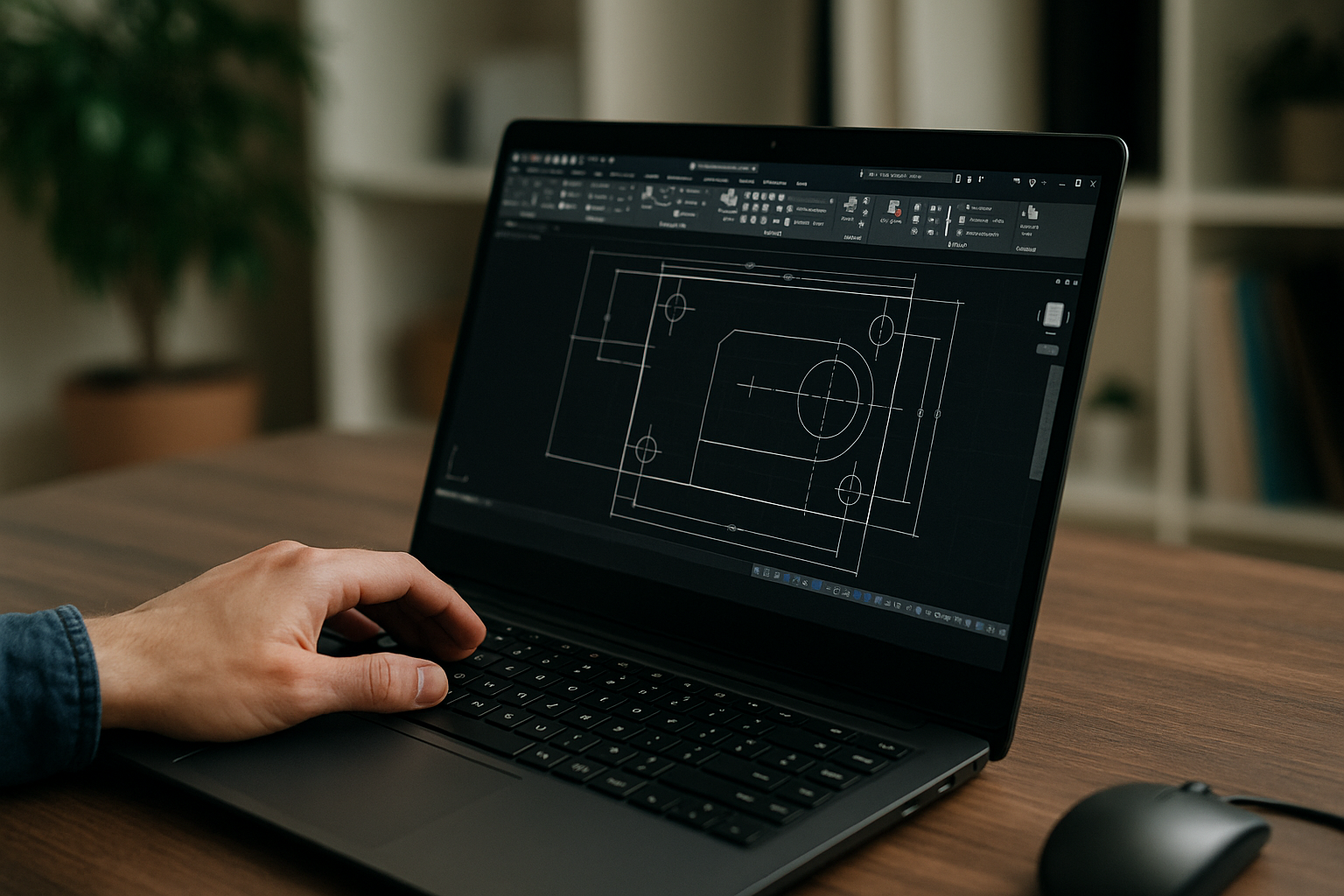 Engineer accessing Autodesk AutoCAD software on a Linux laptop through a browser