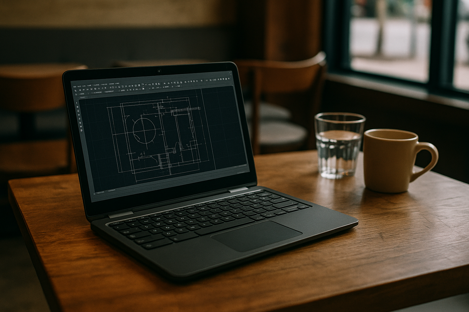 Engineer accessing Autodesk AutoCAD software on a Chromebook through a browser