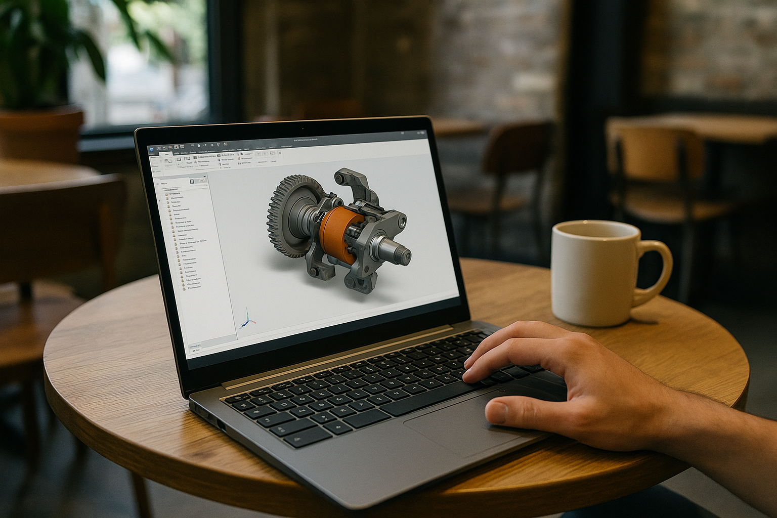 Engineer using Inventor for Linux on Chromebook through cloud PC