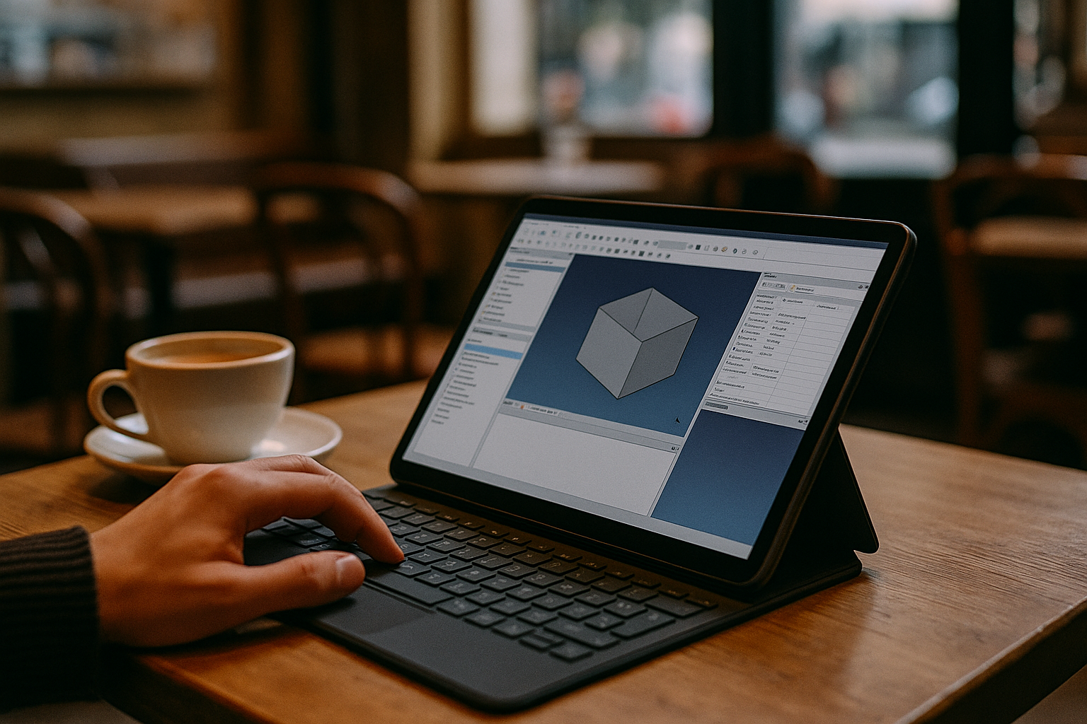 User utilizing FreeCAD download on Android tablet through cloud PC
