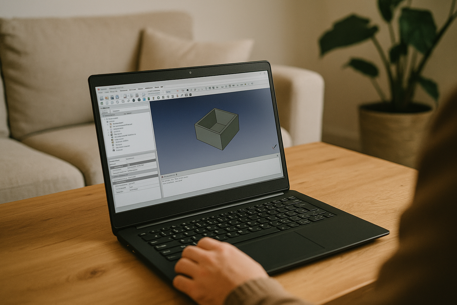Free CAD Online on Linux Laptop Designer working with Free CAD Online on Linux laptop via cloud PC