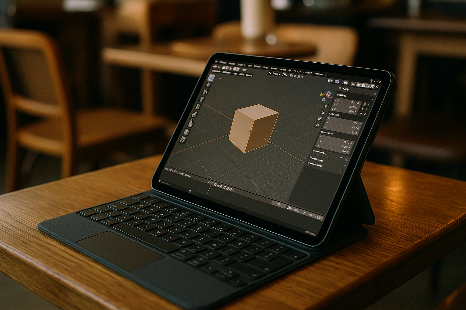 3D designer accessing Blender on Tablet through cloud PC browser
