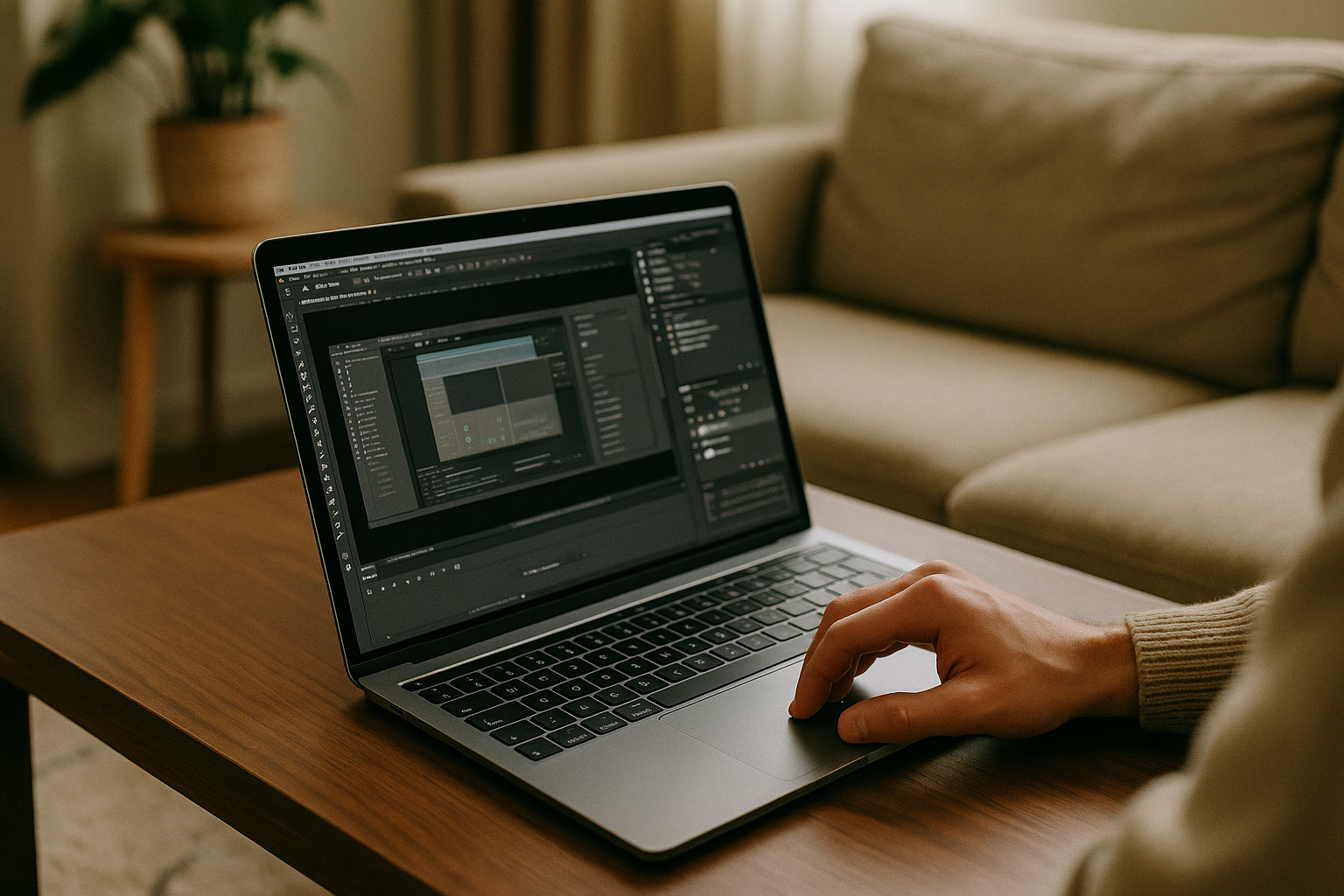 User working with cloud service for work on laptop in a browser