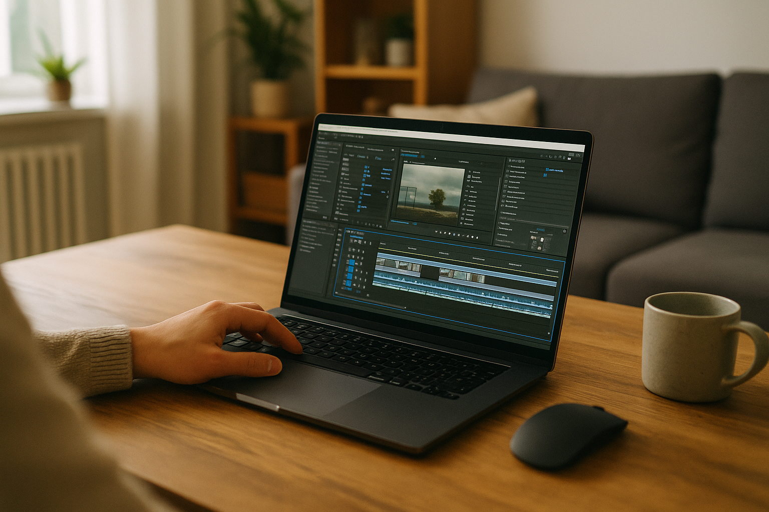 Professional accessing high-performance software via cloud PC on laptop