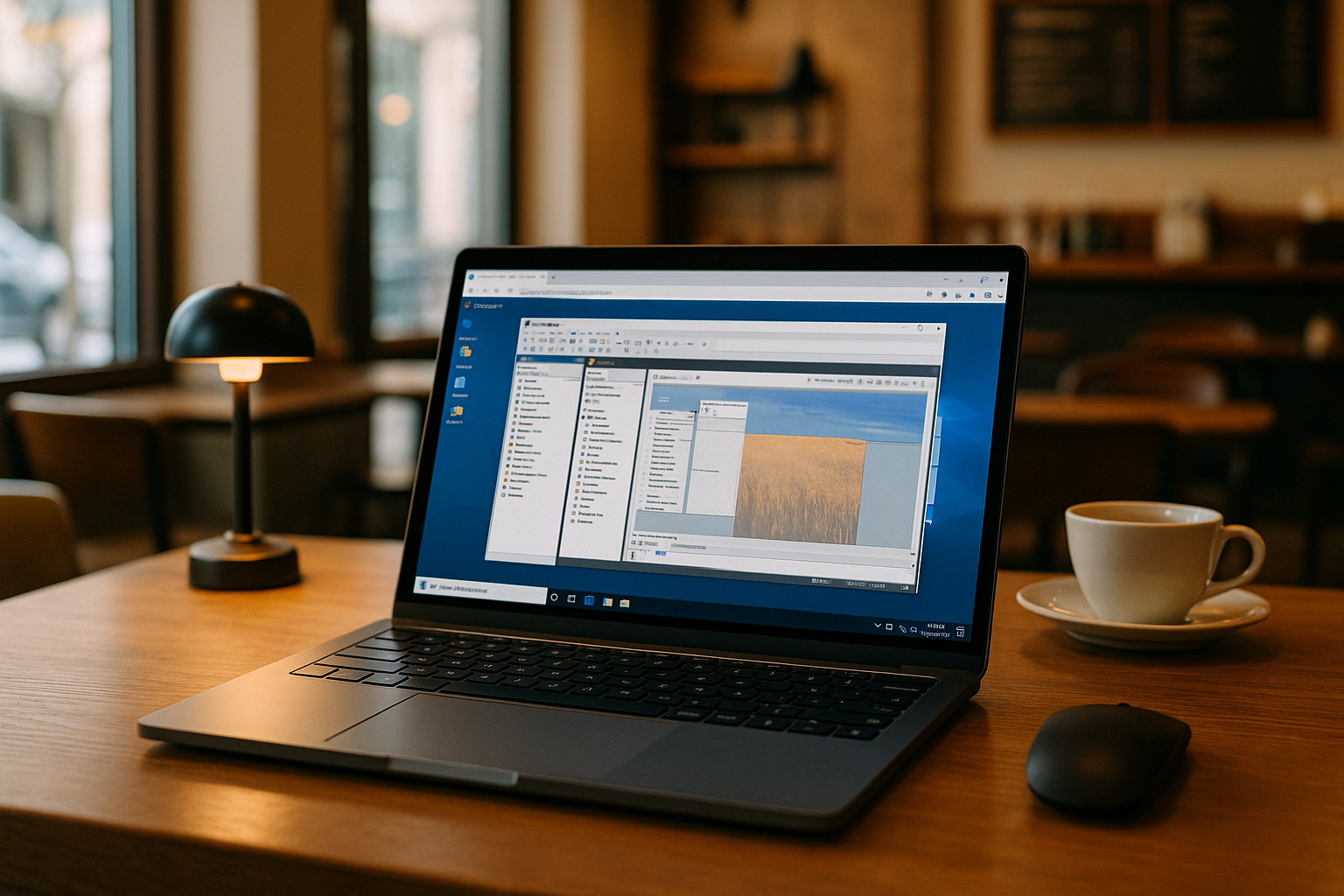 Analyst using Cloud PostgreSQL on a browser-based Windows desktop for data analytics tasks