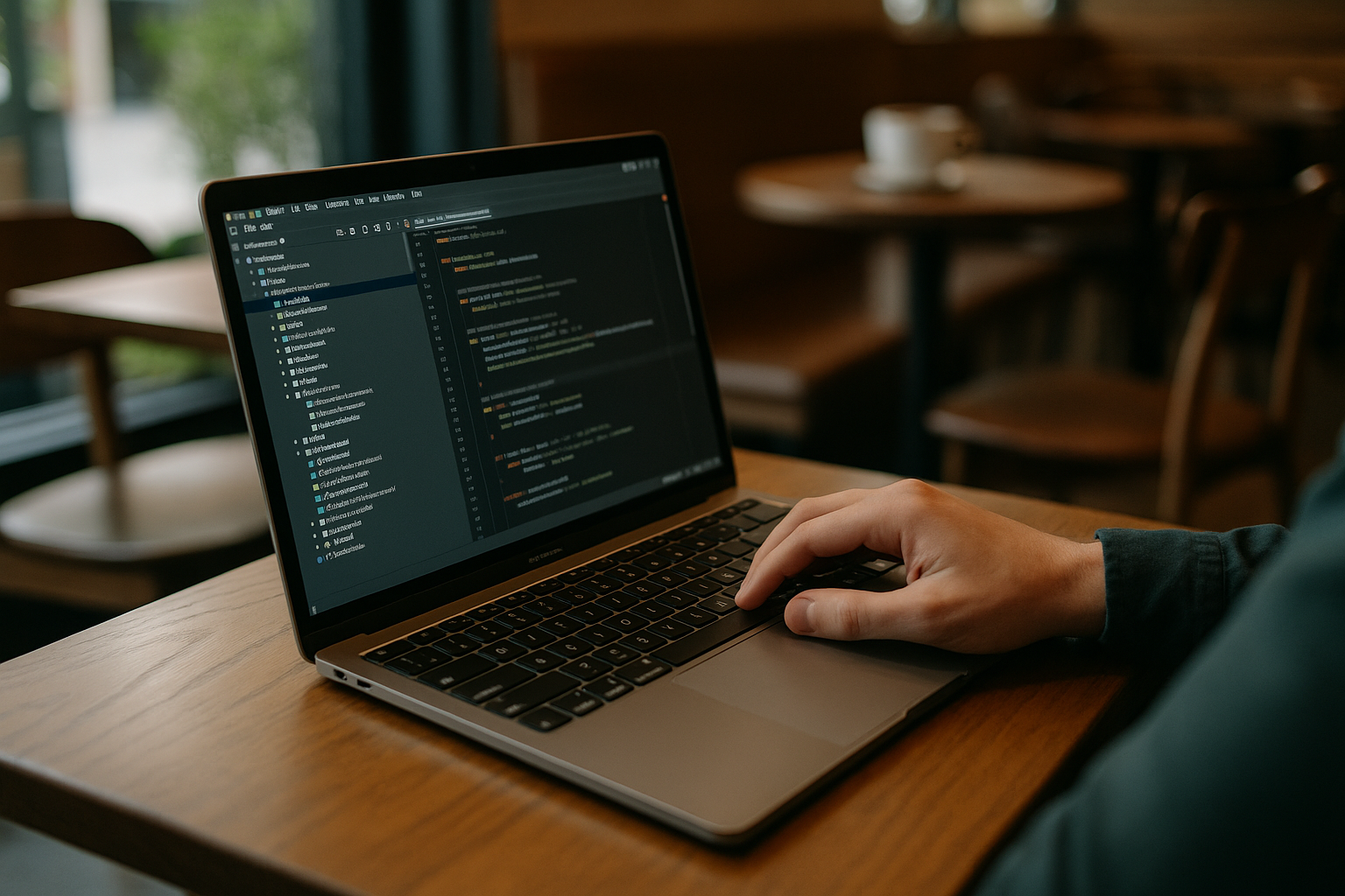 Engineer using PyCharm for Mac on MacBook through cloud PC