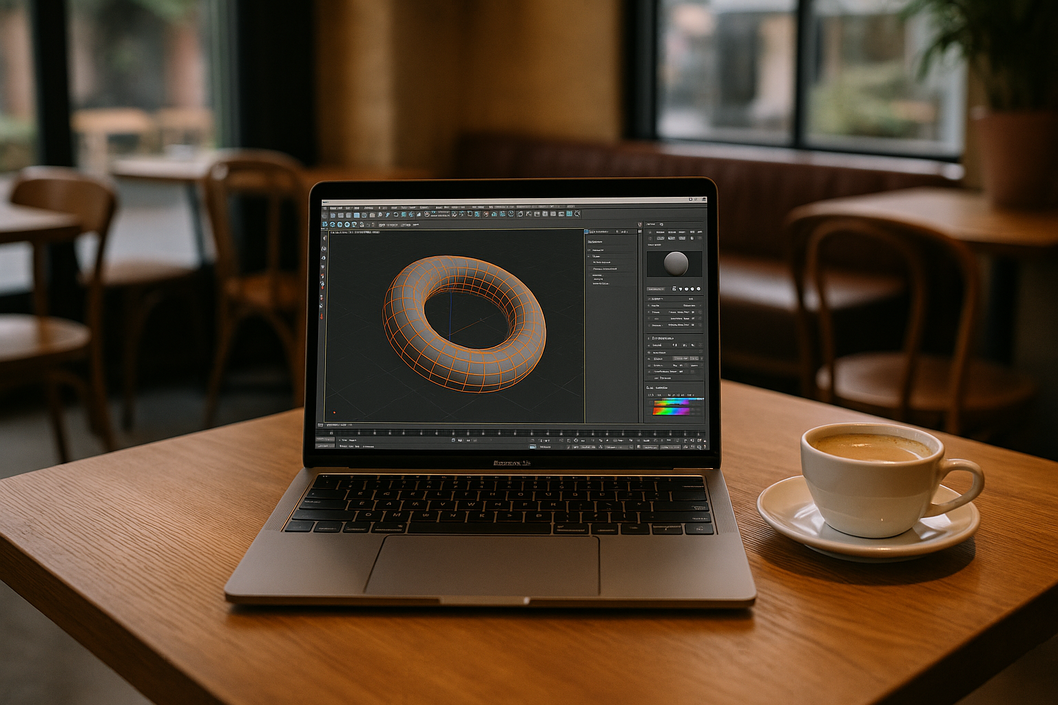 3D designer utilizing 3ds Max software for Mac via cloud PC on MacBook