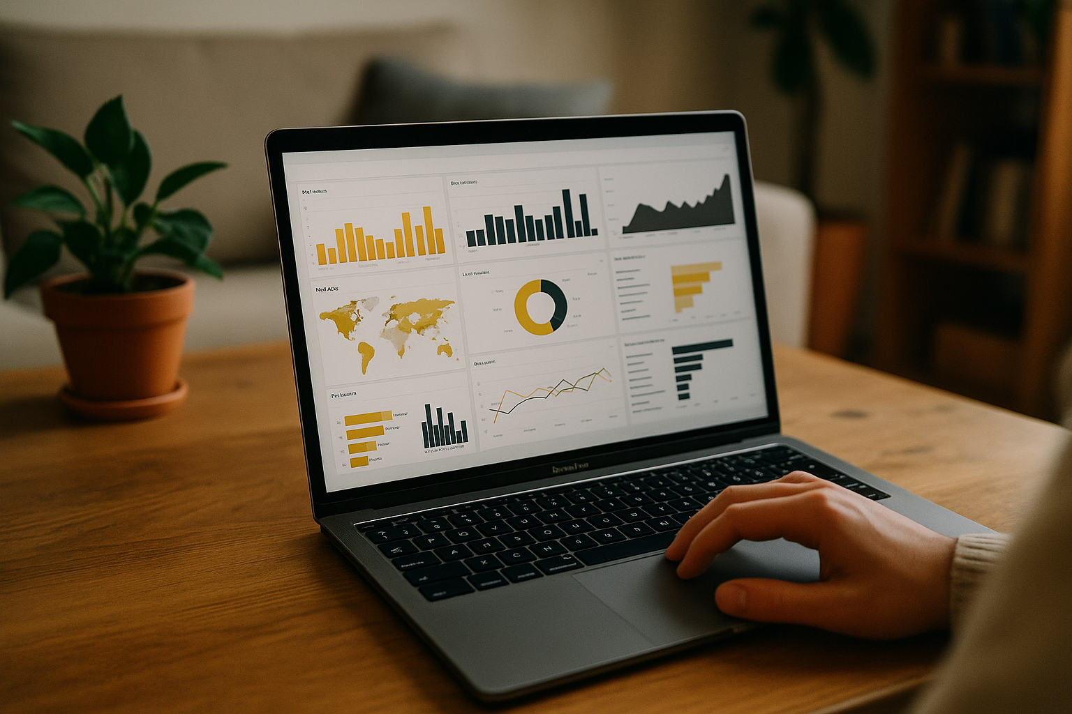 User performing data analysis with Power BI for MacBook via cloud PC