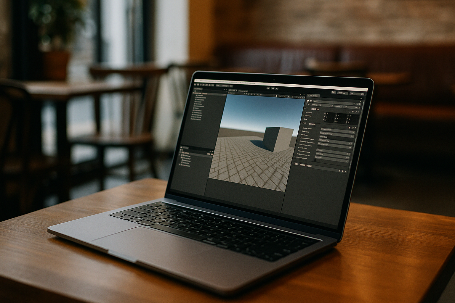 Game developer working with Unity 3D Game Maker on MacBook via cloud PC