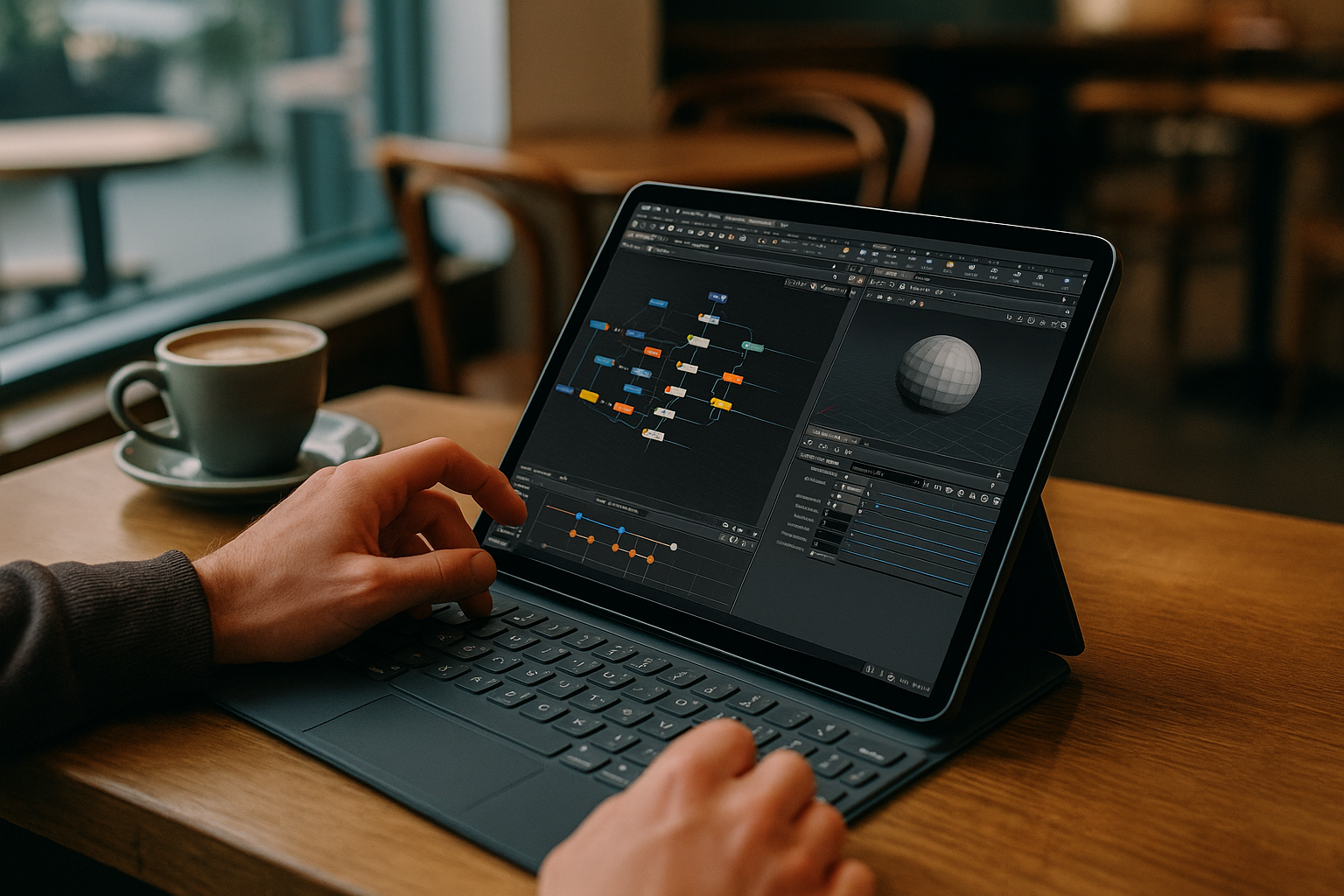3D artist accessing Houdini Animation on an iPad via cloud PC