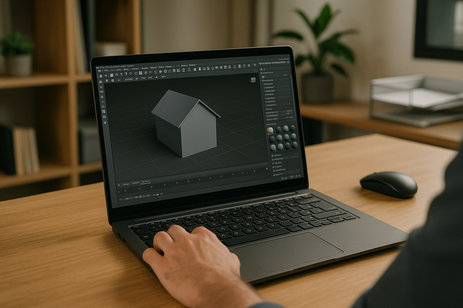3D designer utilizing 3ds Max cloud rendering on a Linux laptop