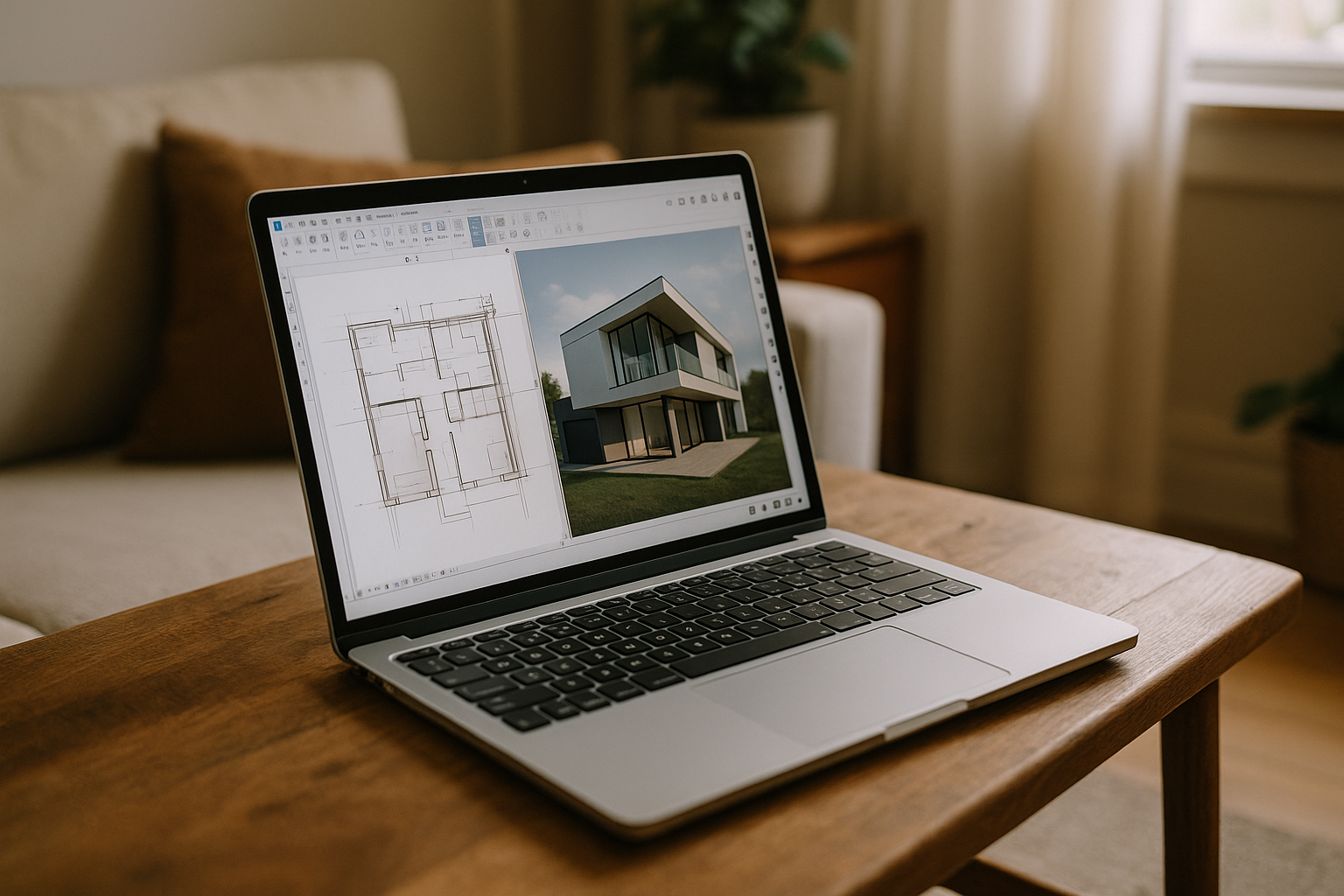 Architect using Lumion Architecture on laptop through cloud PC