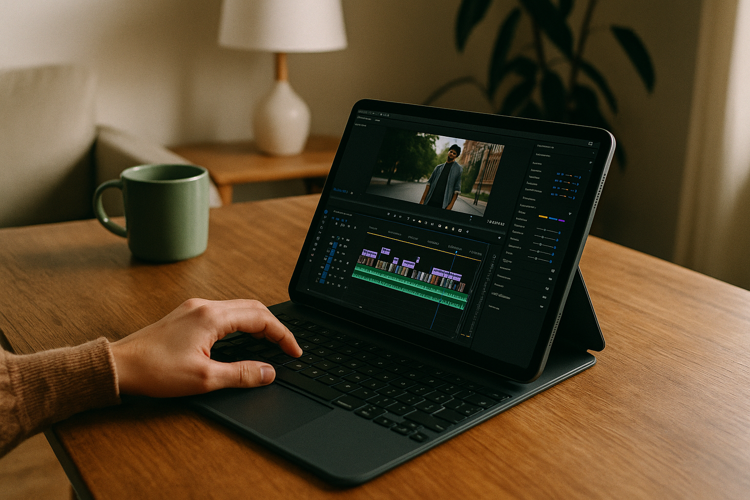 User editing videos with Premiere Pro on iPad through cloud PC