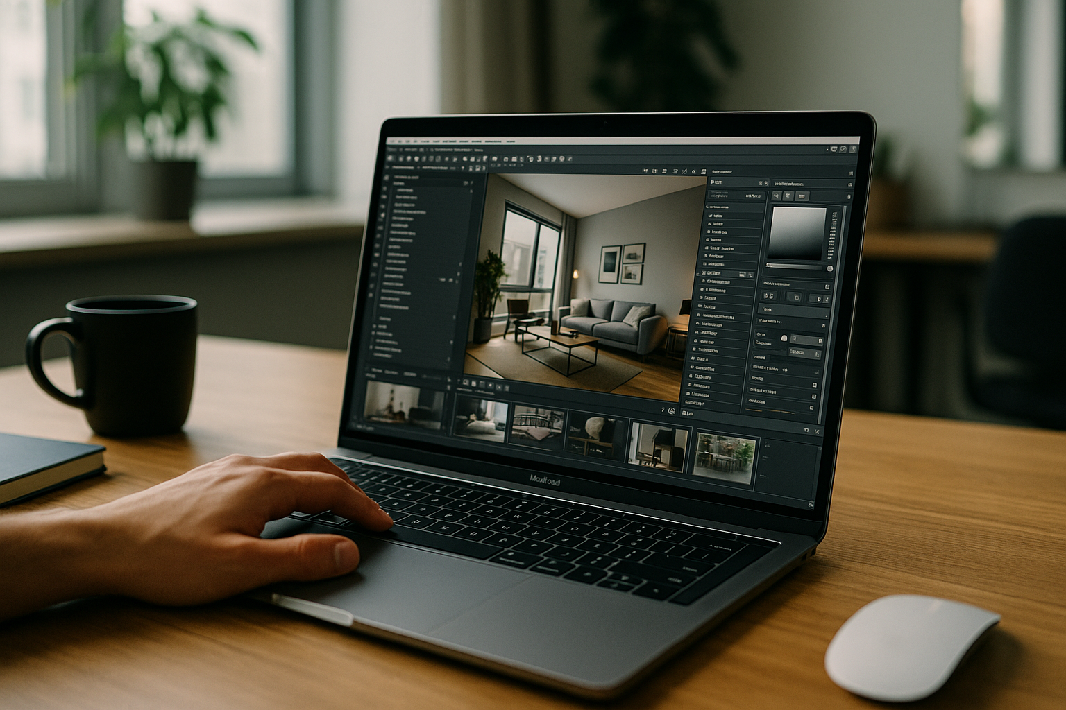 User running professional desktop software through online rendering tool in a browser workspace