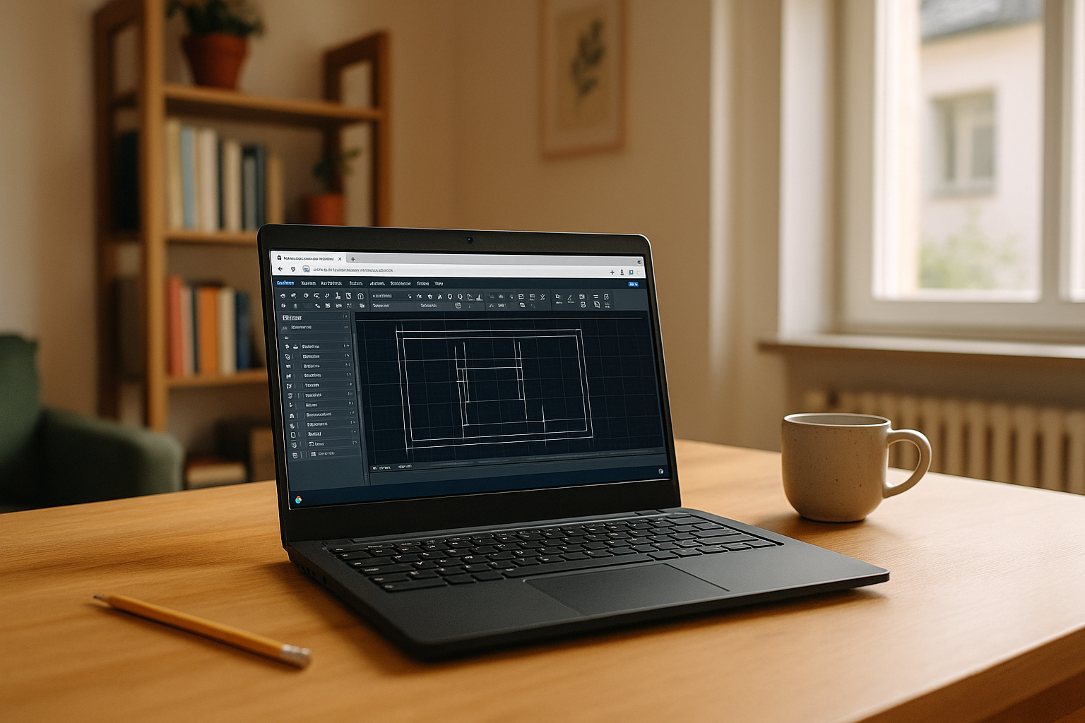 Engineer working with AutoCAD for Linux through a cloud PC in a browser workspace