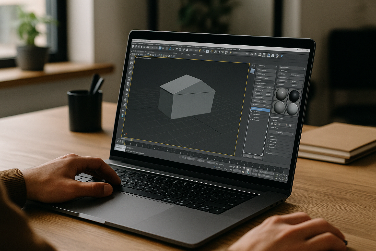 User working with 3ds Max for rendering via cloud PC