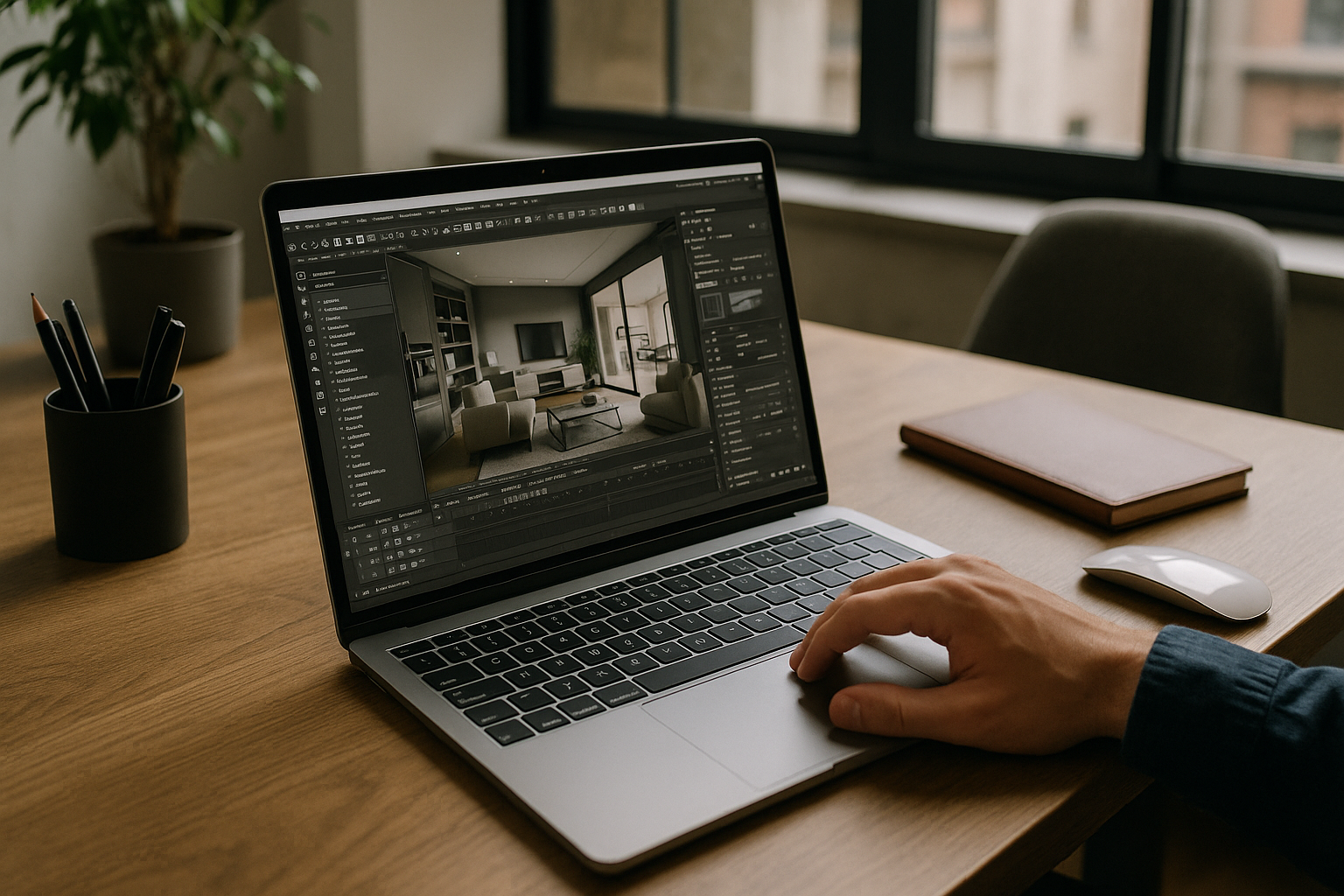 Freelancer leveraging Online Rendering on MacBook for mobility in projects