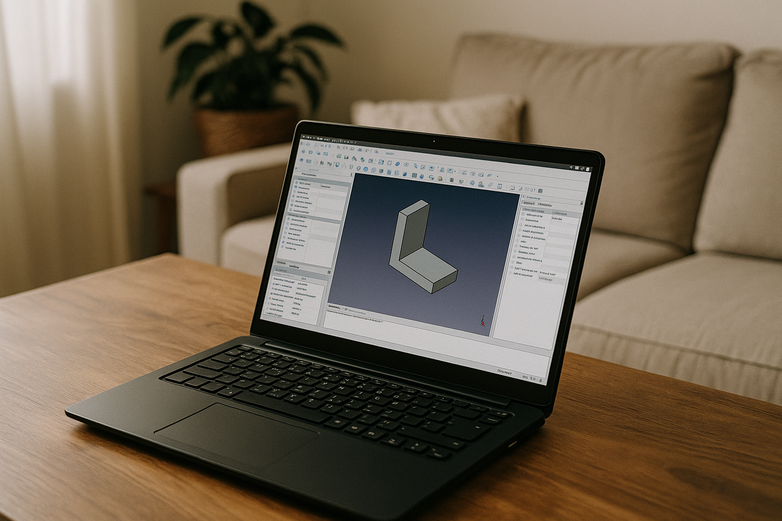 Professional accessing FreeCAD CAD software on Linux laptop via cloud PC