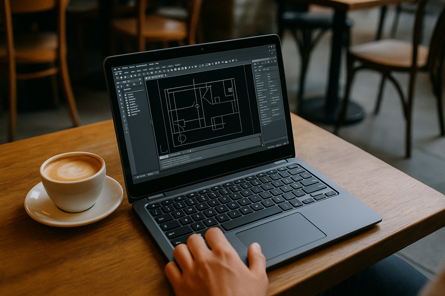 User utilizing ActCAD Software on a Chromebook via cloud PC solution