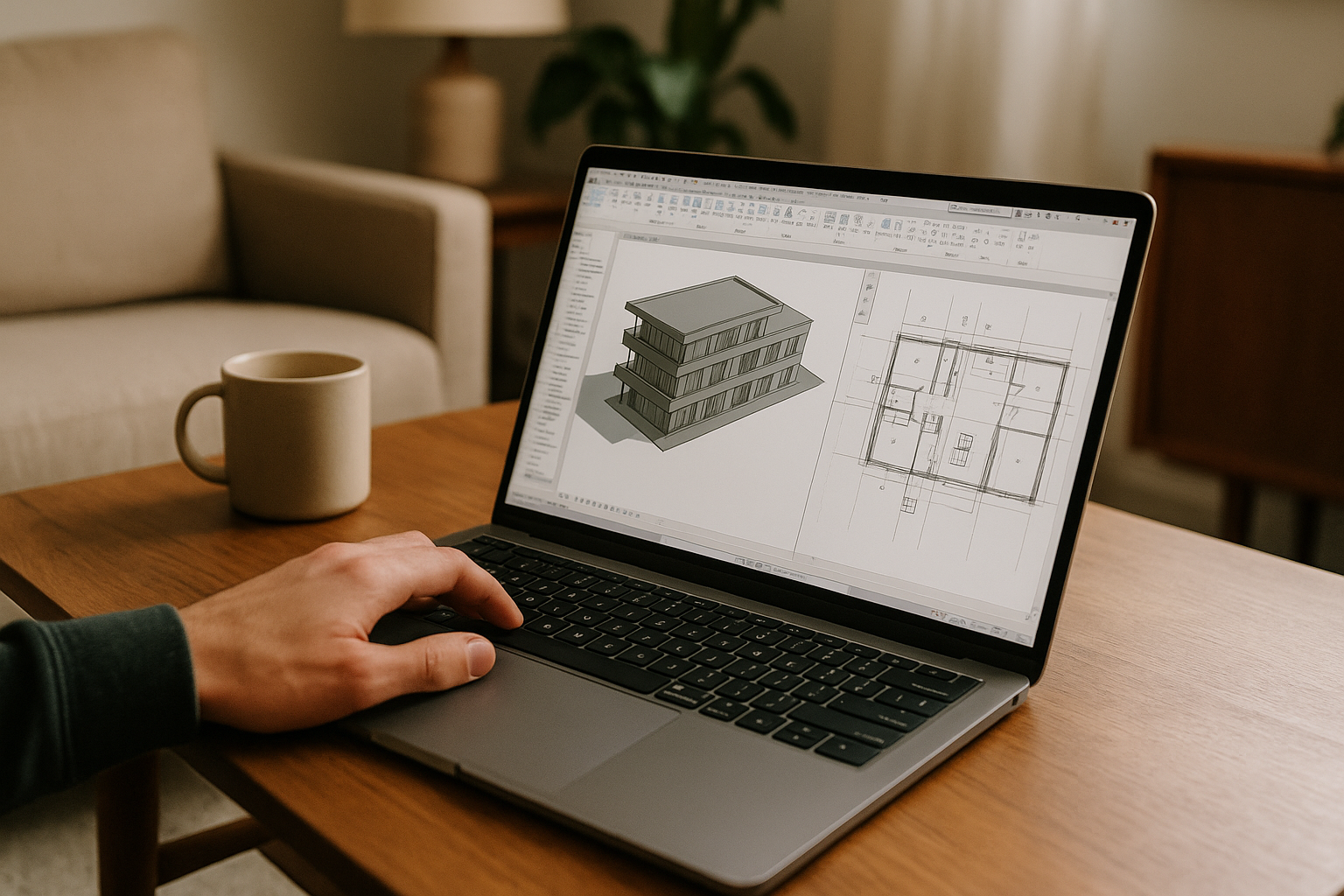 Architect running Revit for Mac OS on a MacBook browser via cloud PC