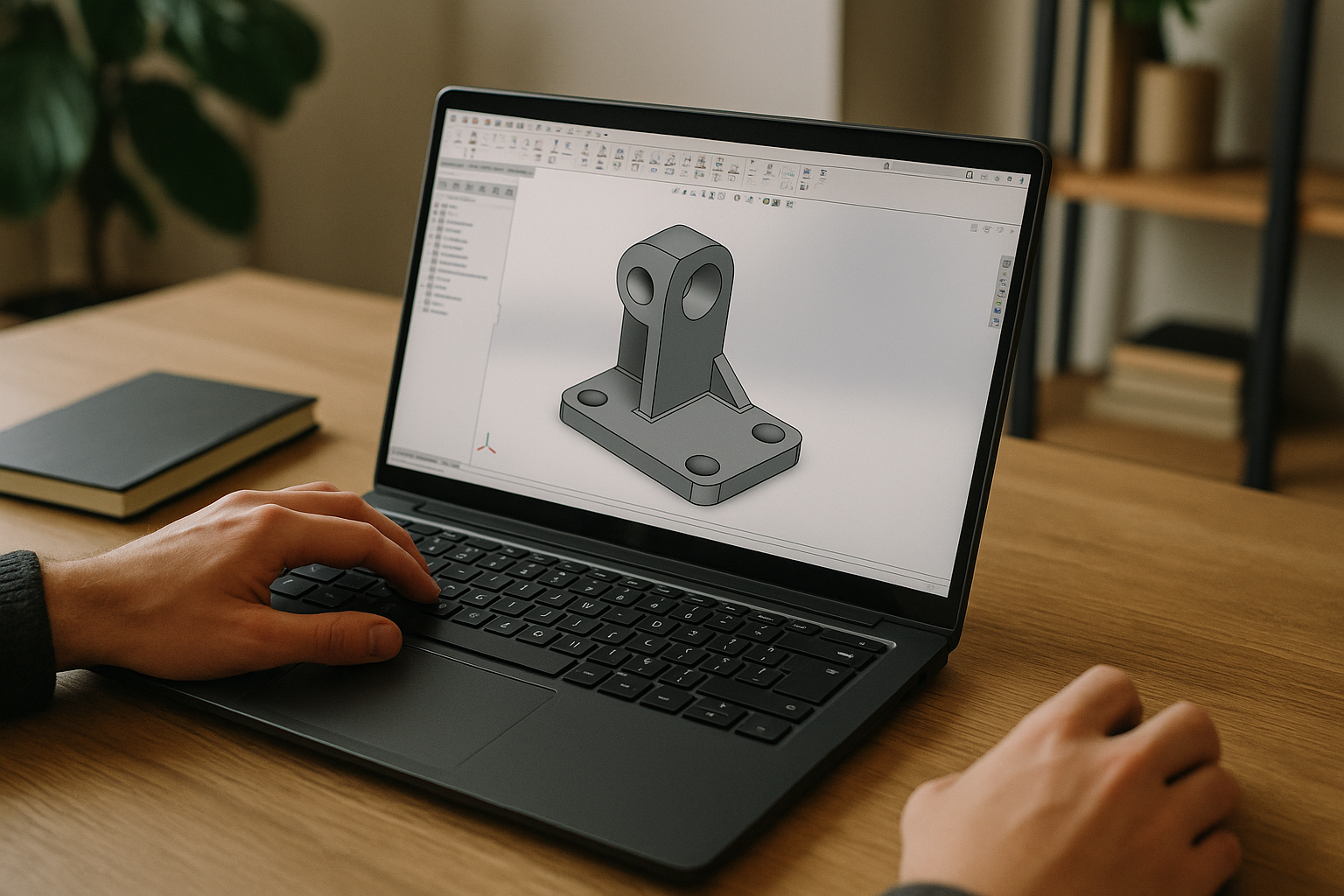 Engineer running SolidWorks in Linux through cloud PC on laptop