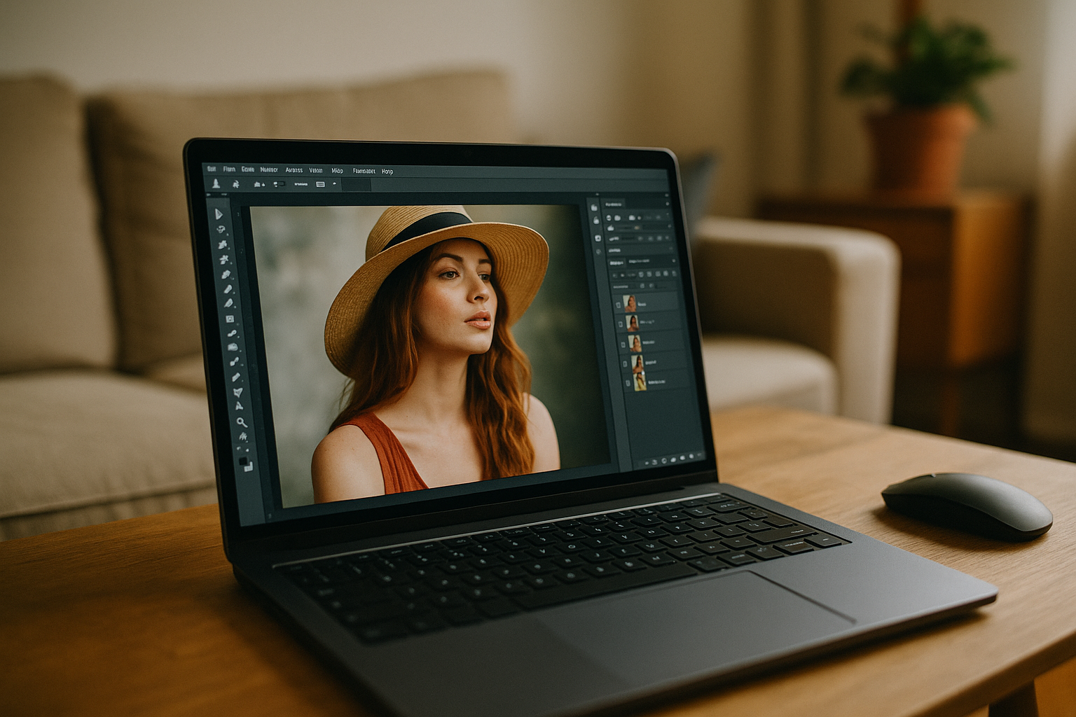 Designer working with Photoshop in Linux via cloud PC