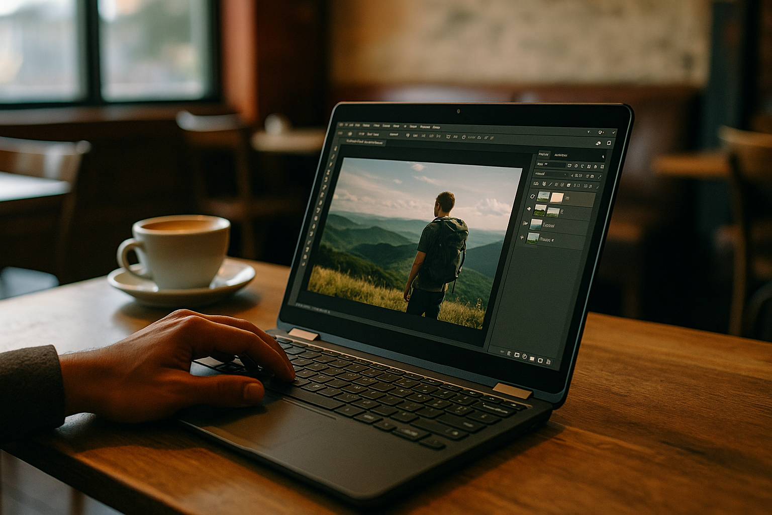 User accessing Photoshop in Linux on Chromebook through cloud PC