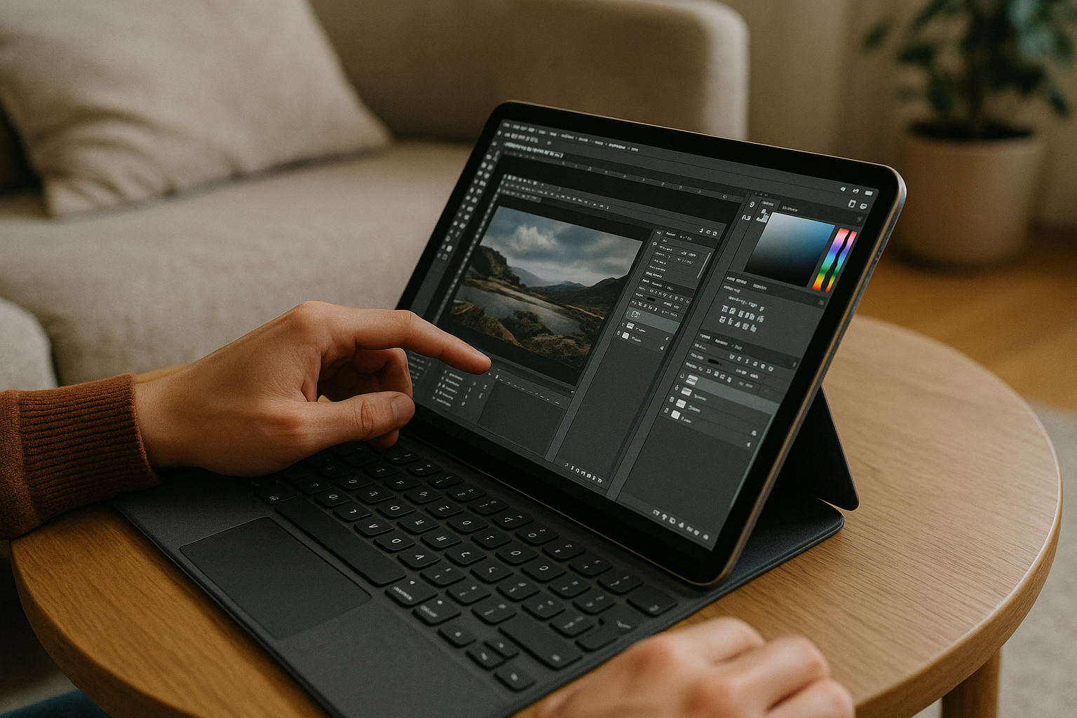 User operating a Virtual Machine on iPad using cloud PC solution
