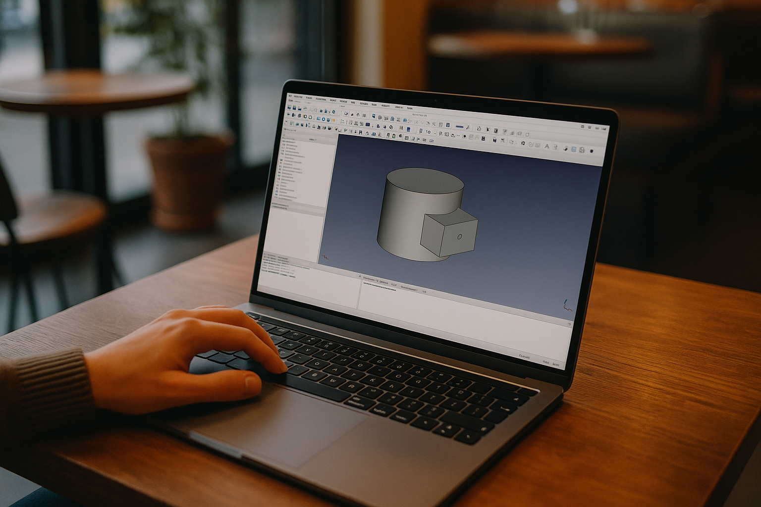 Utilizing Free CAD for Mac with Cloud PC User utilizing Free CAD for Mac via cloud PC on MacBook