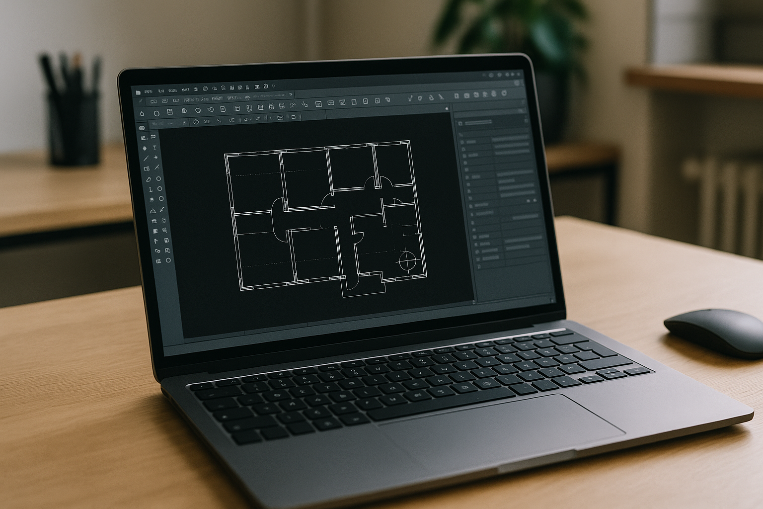 Engineer using Bluebeam Revu CAD through cloud PC in a workspace