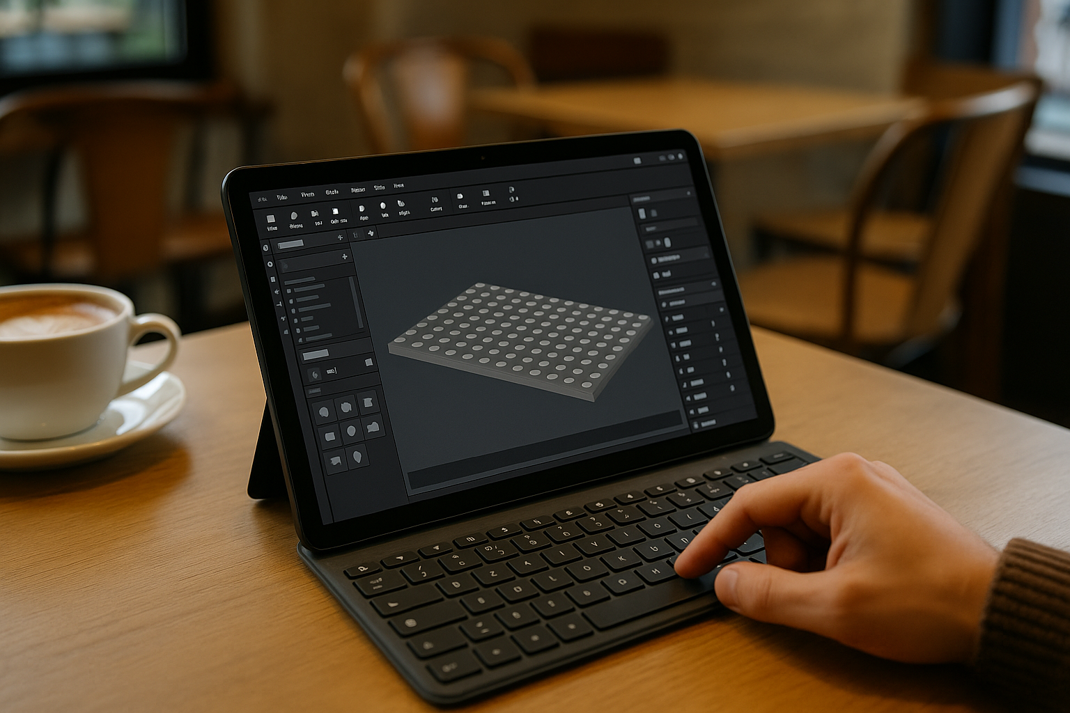 User utilizing BrickLink Studio Mobile on Android tablet through cloud PC