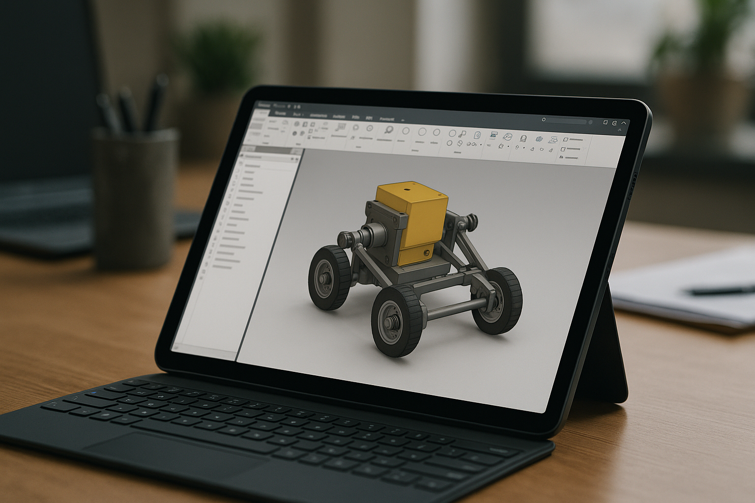 Engineer running Inventor for Android on tablet through cloud PC