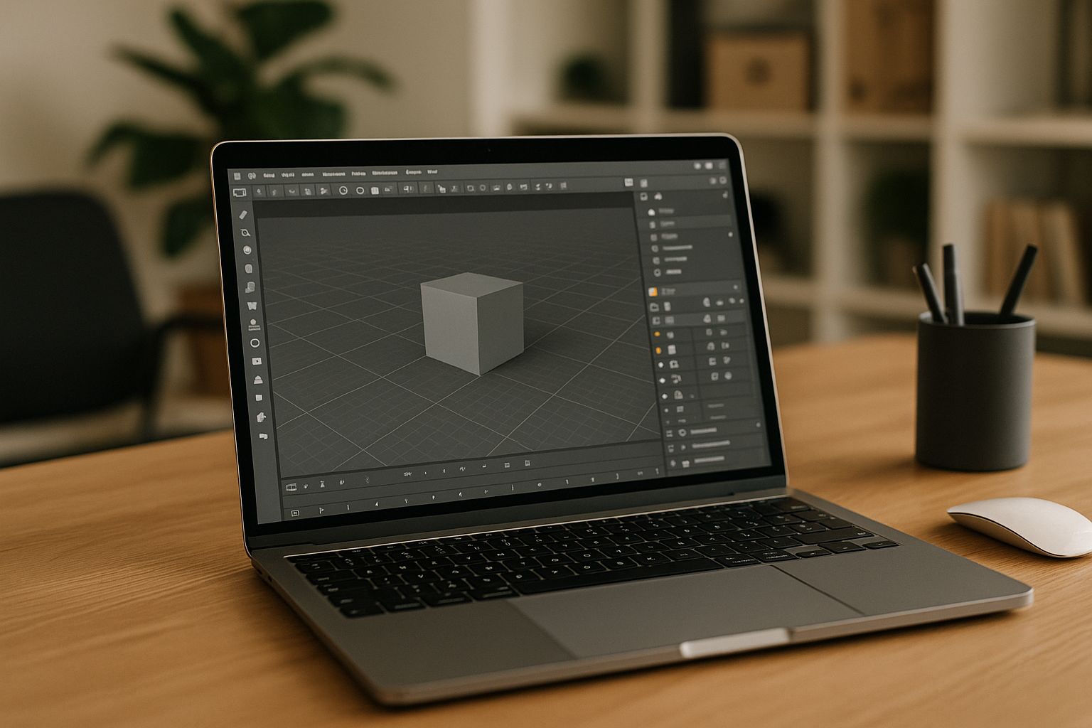 3D designer working with Cinema 4D on MacBook through cloud PC
