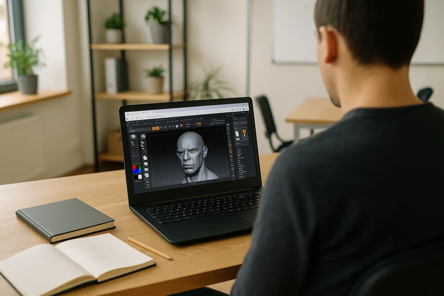 3D artist running ZBrush on Linux through a browser-based cloud PC workspace