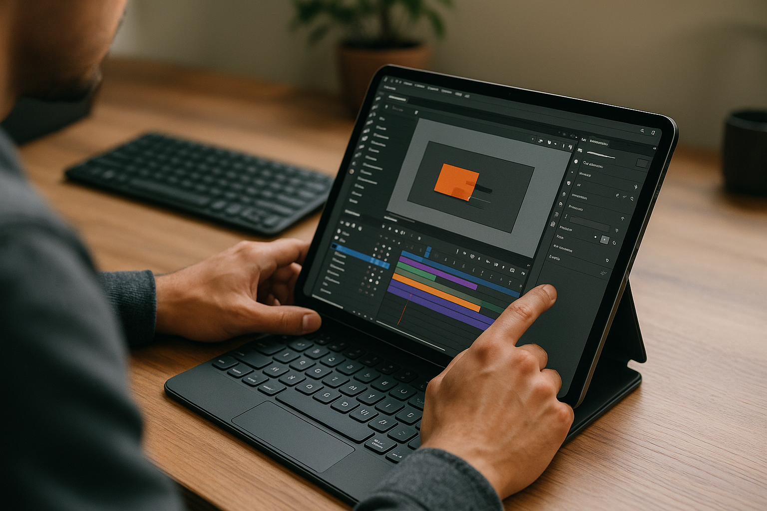Adobe Animate for iPad via Cloud PC Animator using Adobe Animate for iPad on a cloud Windows PC during work