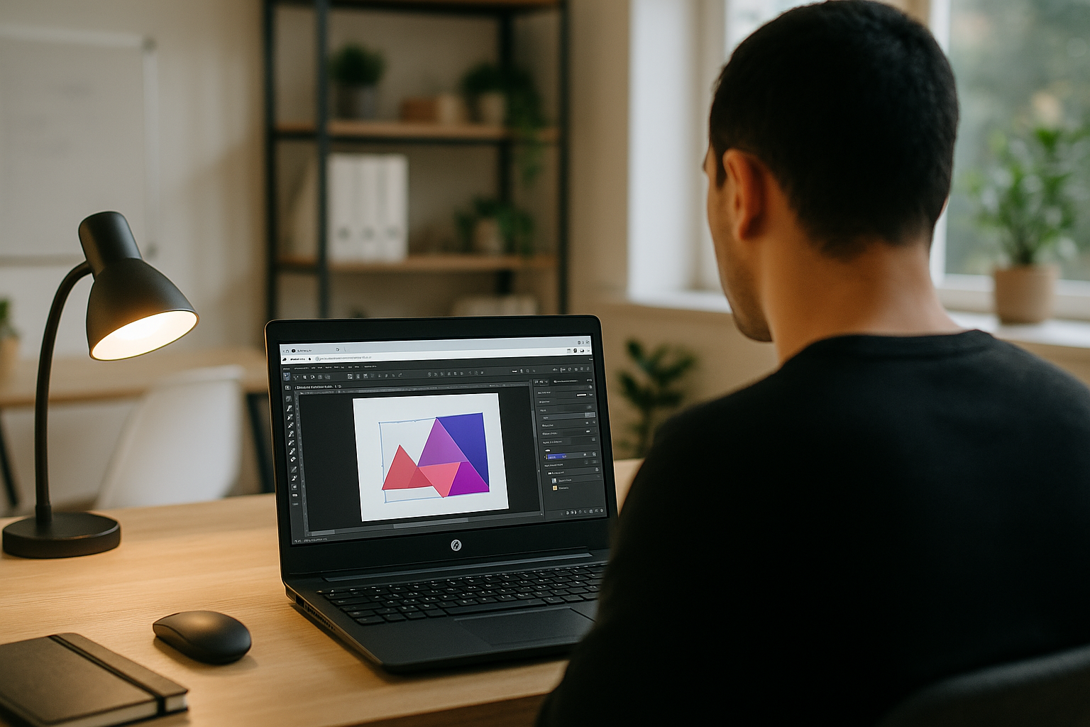 Graphic designer using Affinity Designer Linux through a cloud Windows PC