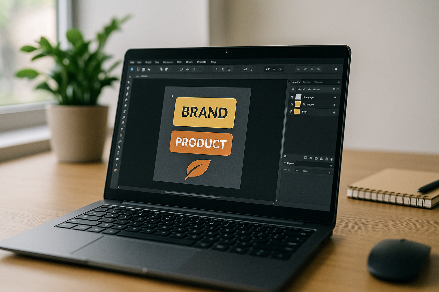 Design lead using Affinity Designer Linux on a laptop via a cloud Windows PC