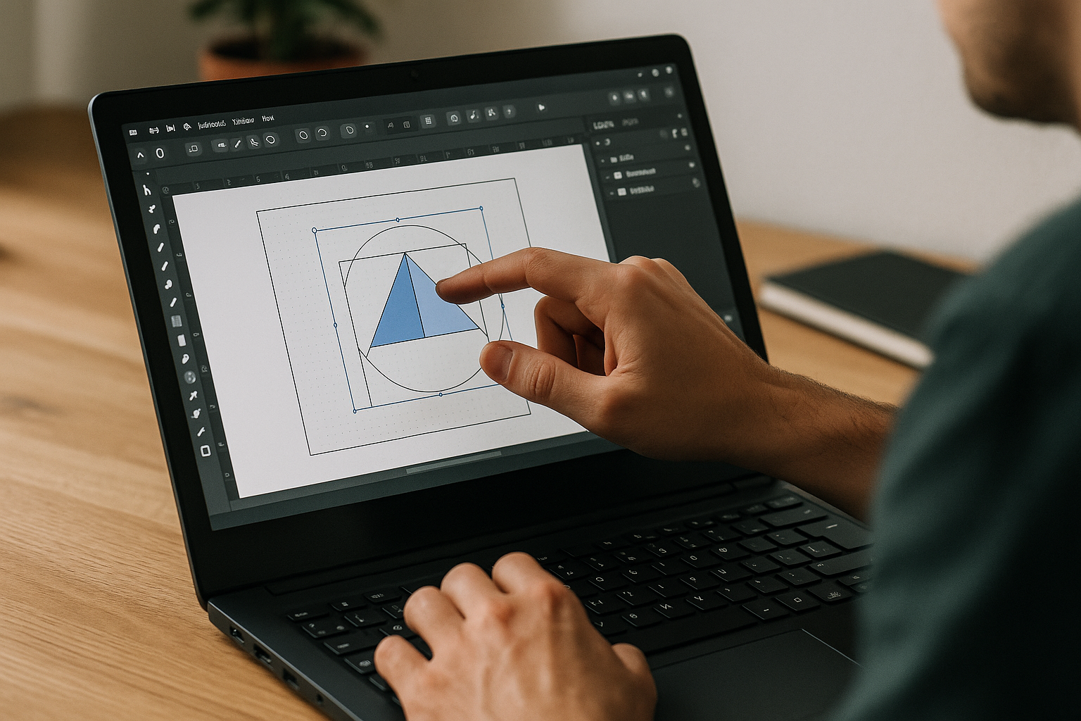 Graphic designer using Affinity Designer Linux via a cloud Windows PC.