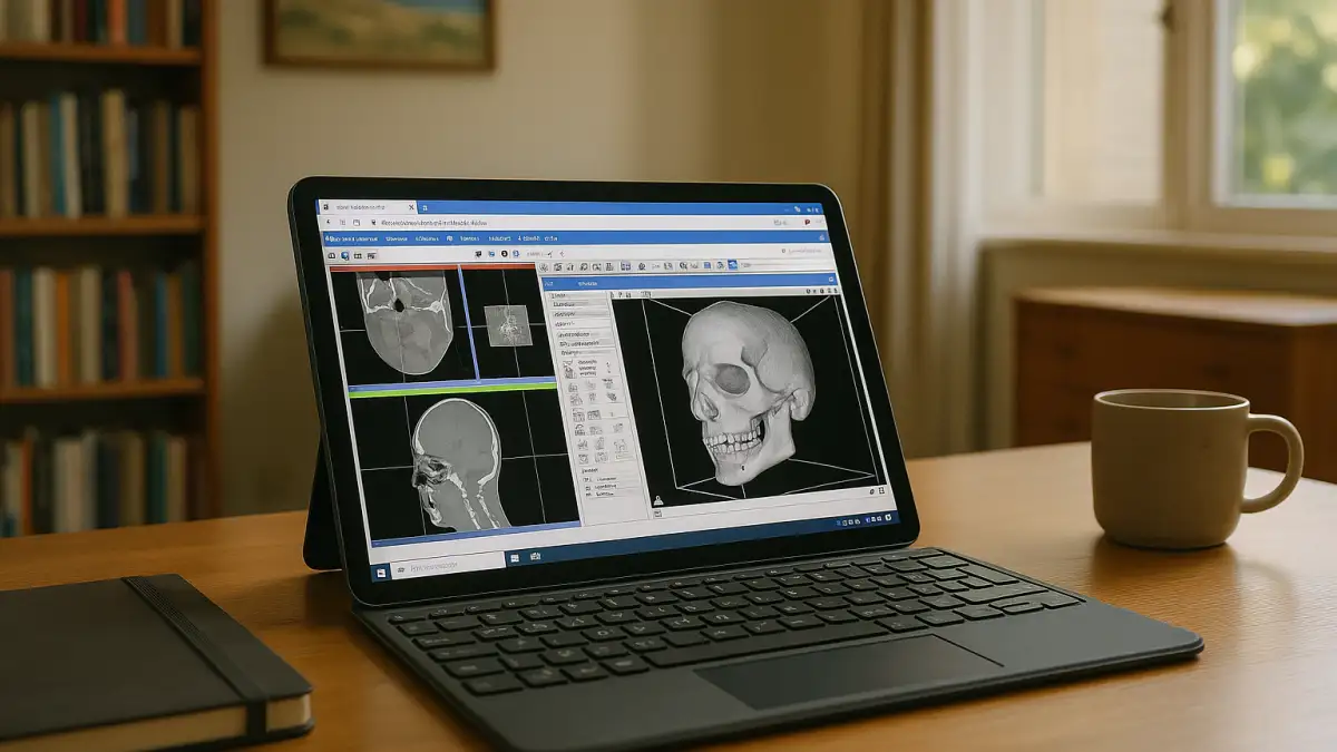 Medical imaging specialist using 3D Slicer for Android on a cloud Windows PC.