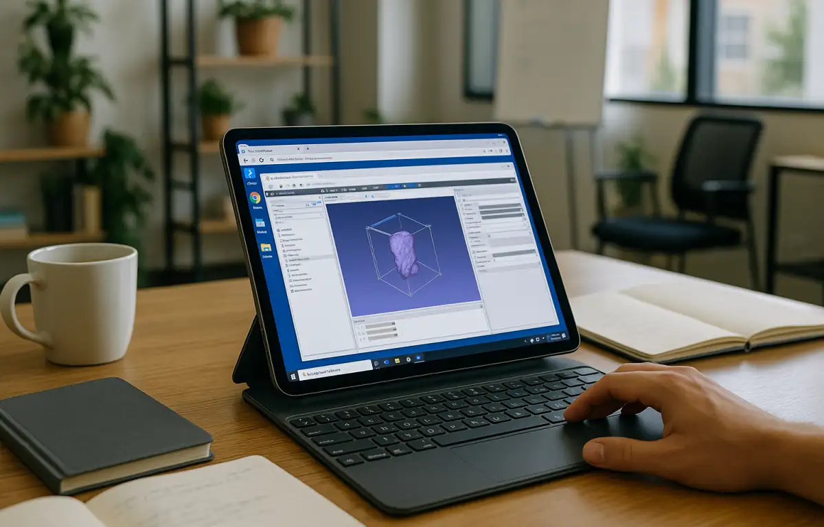 Medical researcher reviewing data in 3D Slicer for iPad on a cloud Windows PC
