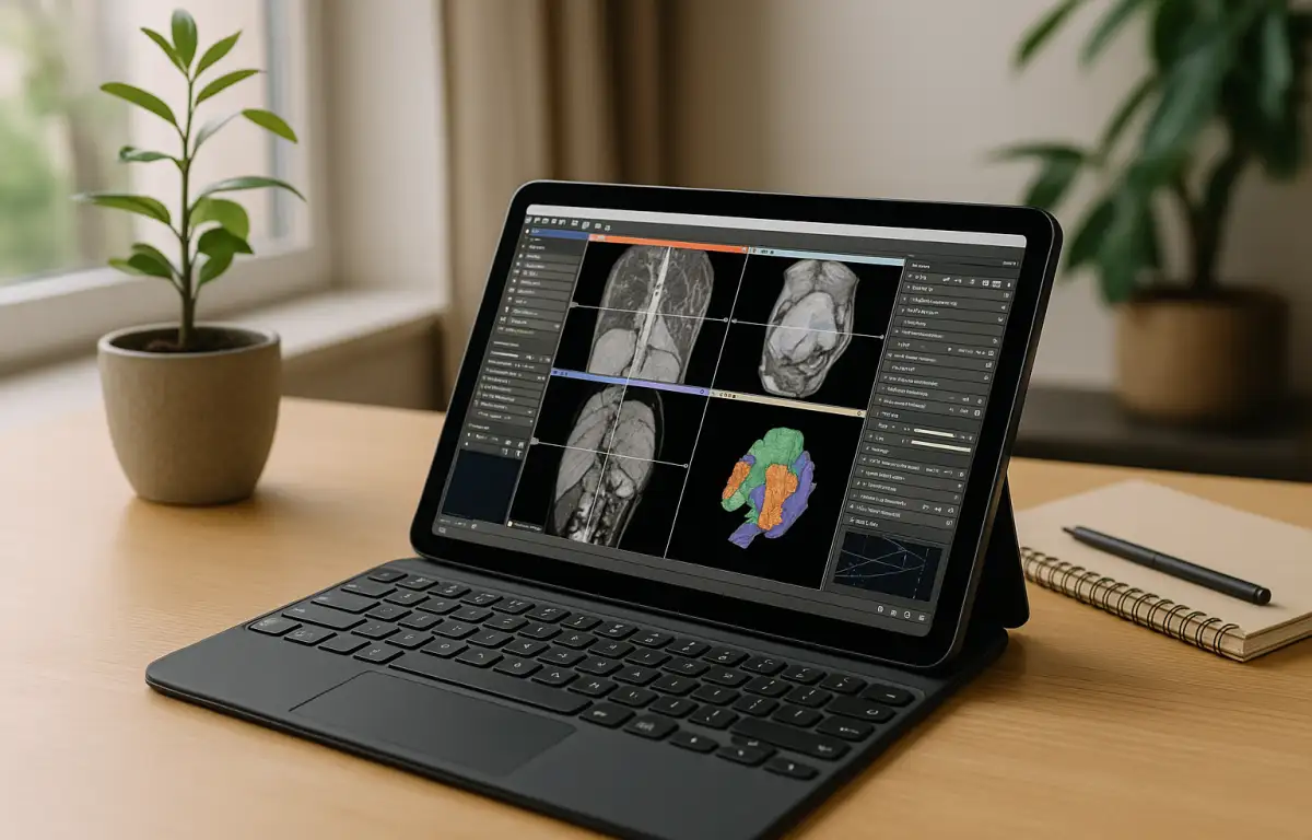 Clinical imaging specialist using 3D Slicer for iPad on a cloud Windows PC