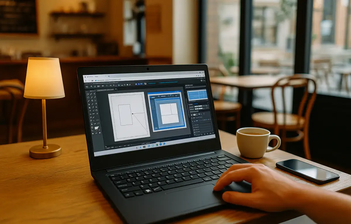 Graphic designer using Illustrator Linux Alternative via a cloud Windows PC.
