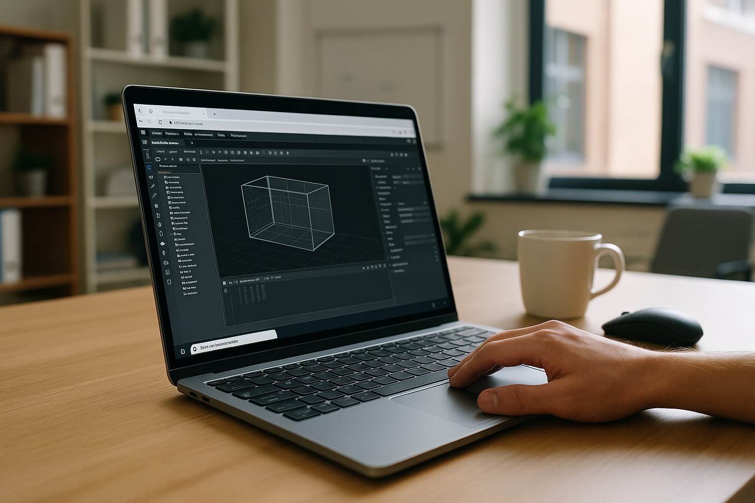 Designer using 3d max software on a browser Cloud PC to continue production work today